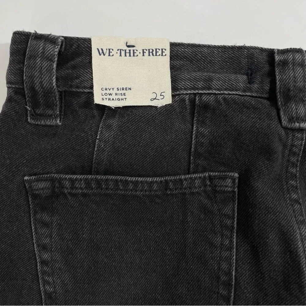 NWT‎ We The Free Jeans Size 25 Free People Black Curvy Siren Low Rise Straight